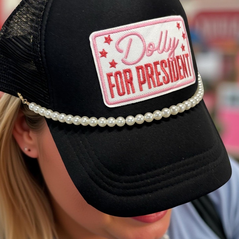 NEW TRUCKER HAT - DOLLY FOR PRESIDENT PATCHES & PEARLS - 🧢✨ - Picture 4 of 12